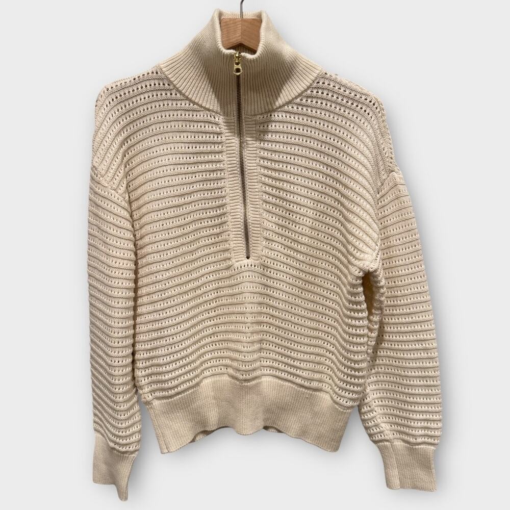 Varley Tara Pointelle Half-Zip Knit Pullover Size XS - Picture 6 of 14